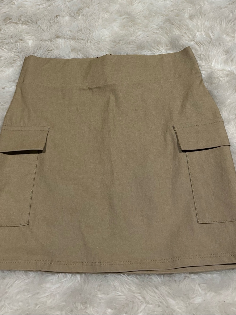 Tan Cargo Pocket stretch fabric Mini Skirt